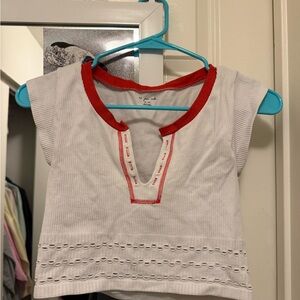 Urban Outfitters Women’s White Tee with Red Accents